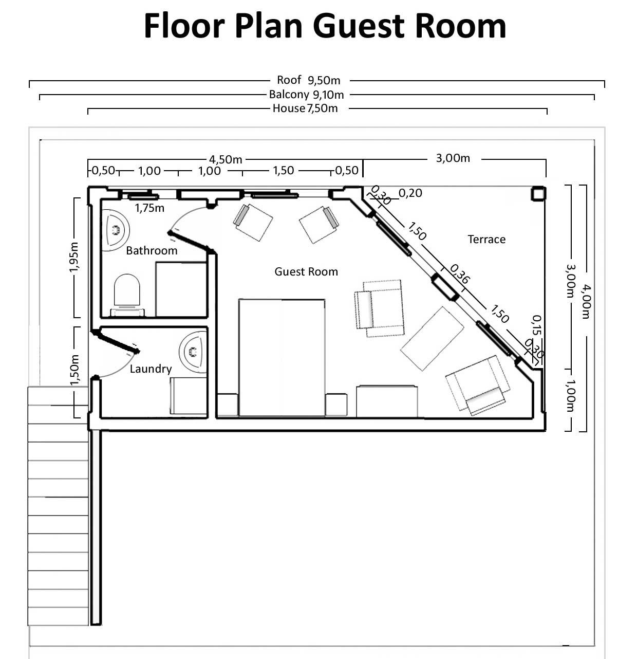 floor plan of guest room